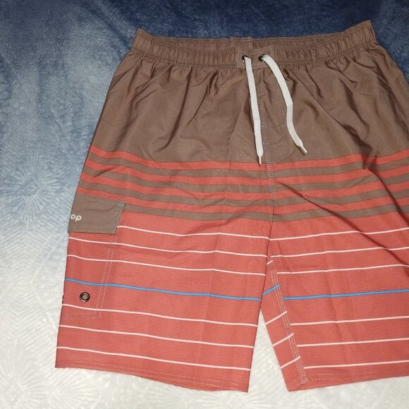 Men's unitop Swim Trunks Size 38 (See measurements) NWT-Tan/Coral/White/Blue. - Picture 6 of 8
